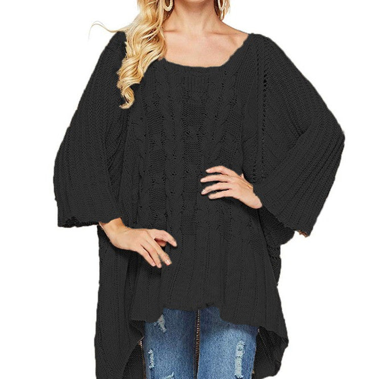 Damen Großer Strickpullover mit asymmetrischem Schnitt und lässigem Stil R&B