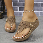 Damen Zehentrenner-Sandalen mit floralem Design R&B