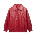Damen Kunstlederjacke mit lässigem Schnitt und elastischem Saum R&B