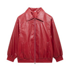 Damen Kunstlederjacke mit lässigem Schnitt und elastischem Saum R&B