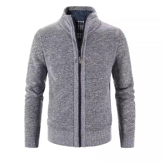 Herren Strickjacke mit strukturiertem Muster und hohem Stehkragen R&B