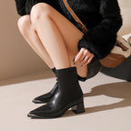 Damen elegante Stiefeletten mit spitz zulaufendem Design und blockiertem Absatz R&B