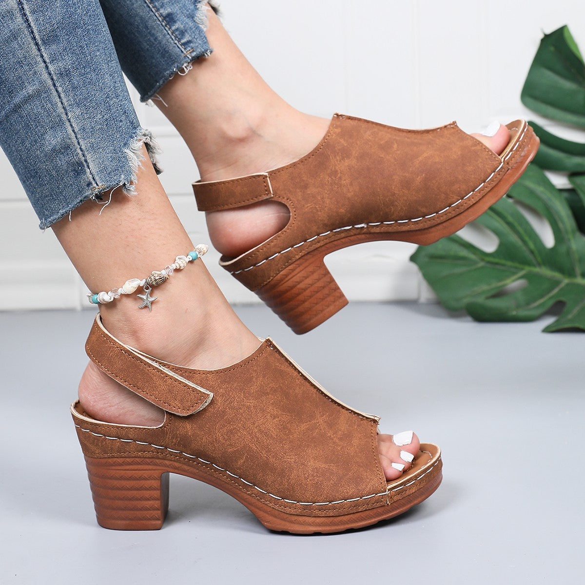 Damen Clogs mit elegantem offenes Design und komfortablem Blockabsatz R&B