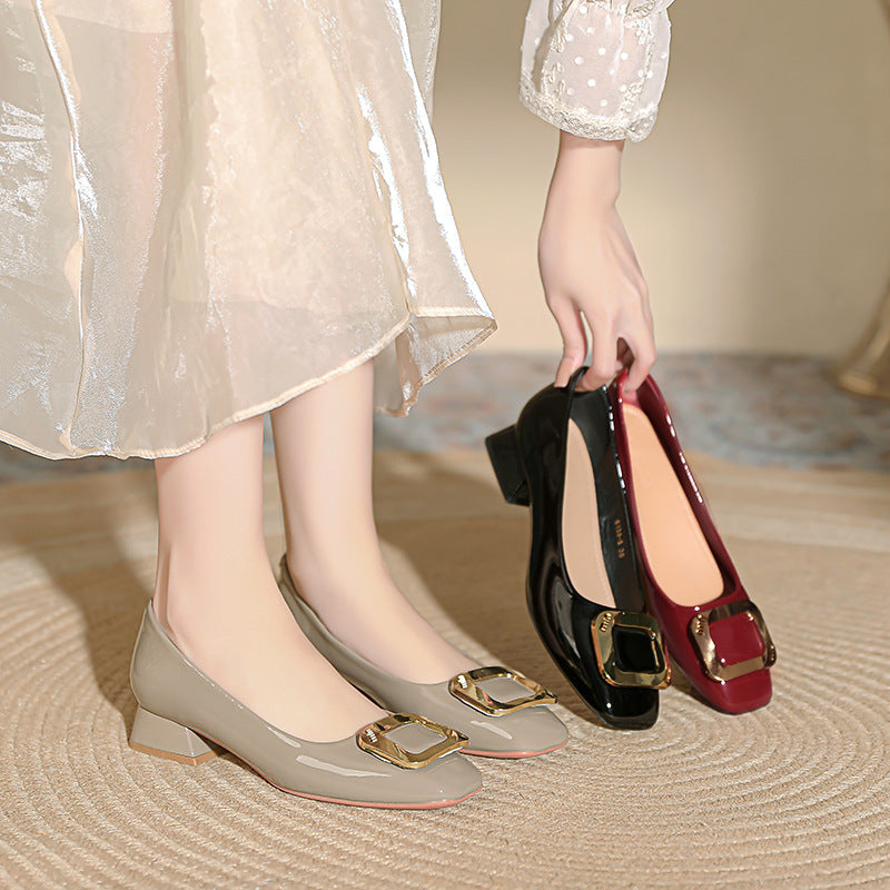 Damen elegante Ballerinas mit glänzender Schnallenapplikation