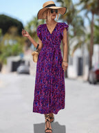 Damen Maxikleid mit voluminösen Rüschen und elastischem Taillenband R&B