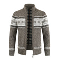 Herren Strickjacke mit modernem Norweger-Muster und hohem Kragen