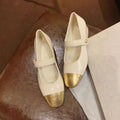 Damen Ballerinas mit elegantem Riemchen und goldener Zehenkappe R&B