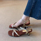 Damen elegante Sandaletten mit dekorativen Blumenschmuckdetails R&B