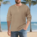 Herren Elegantes Langarmshirt mit Knopfleiste und strukturiertem Stoff R&B