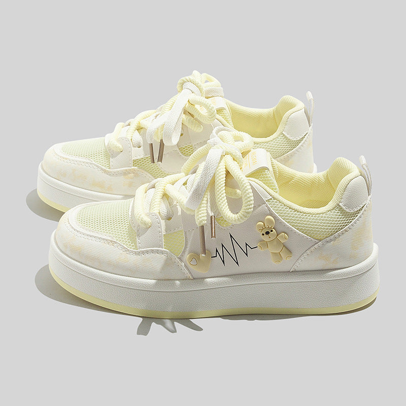 Damen Sneakers mit charmantem Bärenmotiv und atmungsaktiver Oberflächenstruktur R&B