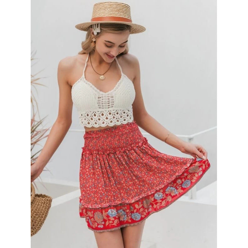 Damen Verspielter Sommerrock mit Rüschendetails und floralem Design R&B