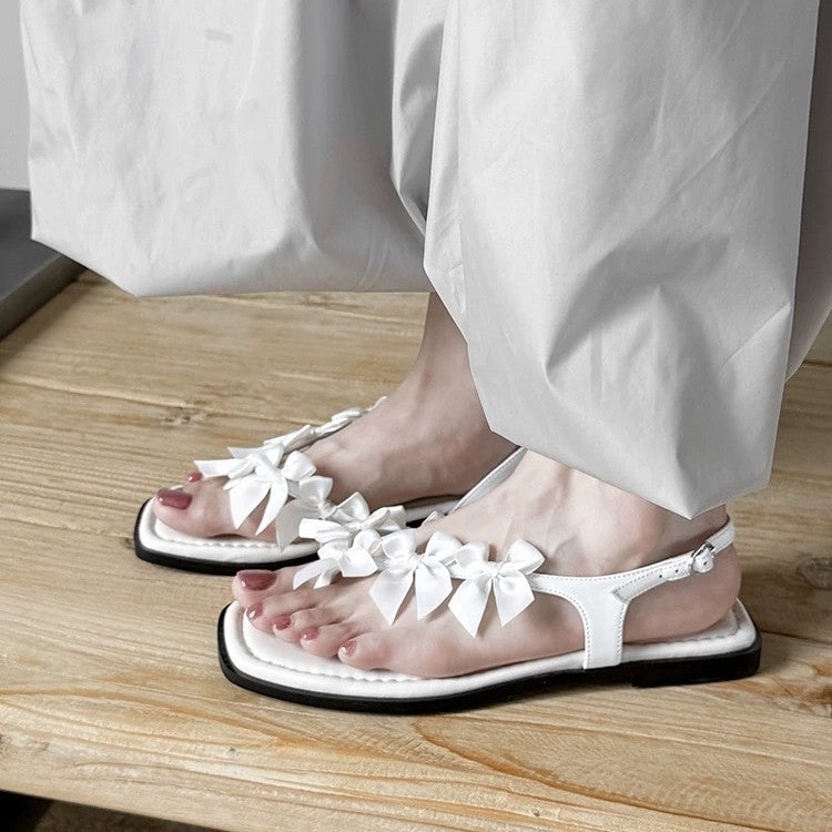 Damen Slingback-Sandaletten mit dekorativem Schleifen-Design R&B