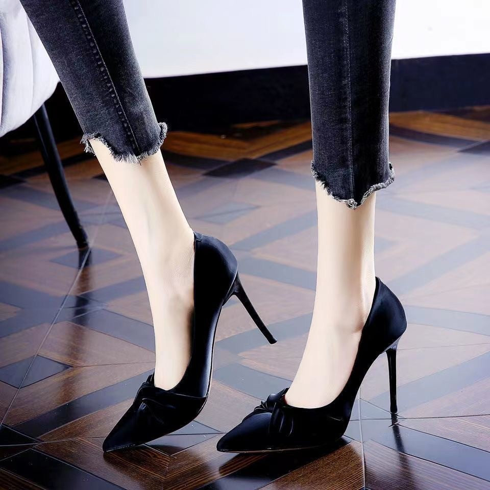 Damen elegante spitze Pumps mit raffiniertem Knoten-Design R&B