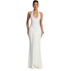 Damen Langes Wickelkleid mit tiefem V-Ausschnitt und Raffungen R&B