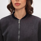 Damen weiche Oversized-Sweatjacke mit modernem Reißverschluss und seitlichen Eingrifftaschen R&B