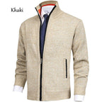 Herren modische Strickjacke mit hohem Kragen und eleganten Kontrastdetails R&B