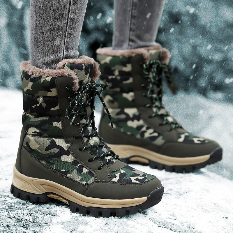 Damen Camouflage Winterstiefel mit isoliertem Futter und rutschfester Sohle