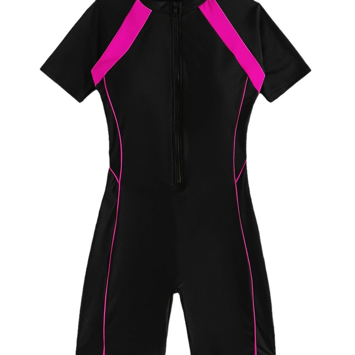 Damen Kurzarm Schwimmanzug mit tiefem V-Ausschnitt R&B
