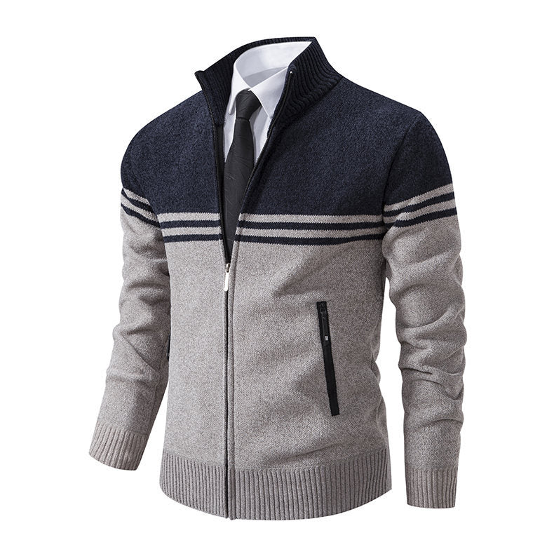 Herren stylische Freizeitjacke mit hohem Kragen und moderner Zipper-Detailierung R&B