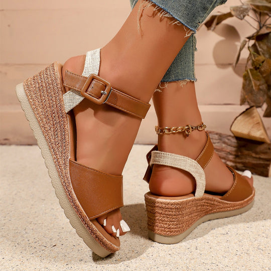 Damen Wedge-Pantoletten mit modischem Riemendesign und komfortablem Fußbett R&B