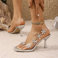 Damen transparente Pumps mit floralem Swarovski-Dekor R&B