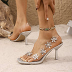 Damen transparente Pumps mit floralem Swarovski-Dekor R&B
