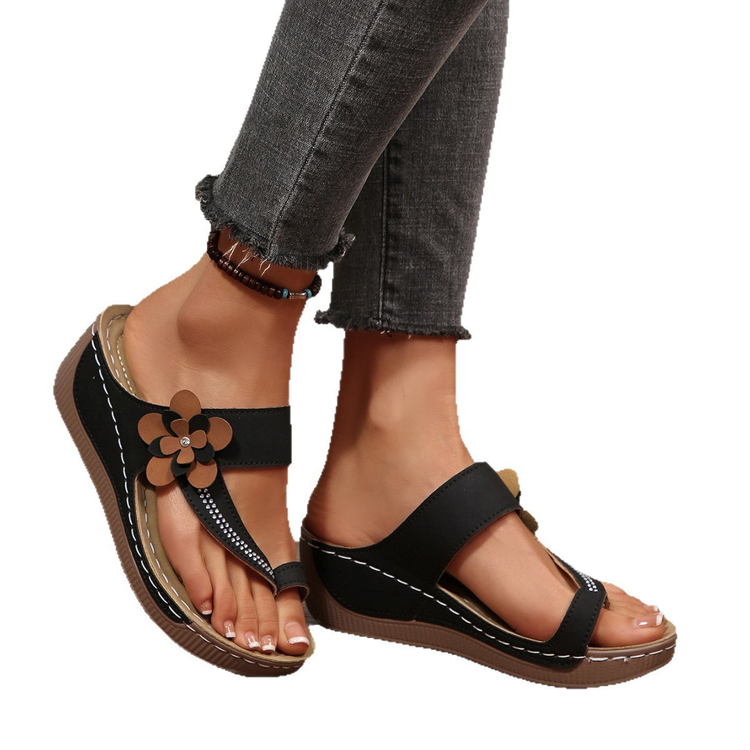 Damen Sandalen mit floralem Dekor und komfortablem Plateau R&B