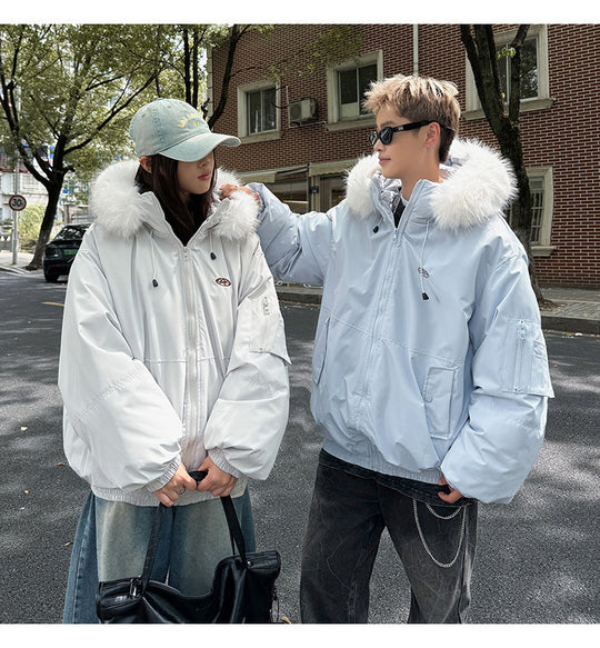 Damen Sportliche Winterjacke mit abnehmbarem Kunstfellkragen und praktischen Taschen R&B