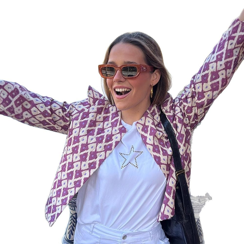 Damen modische Jacke mit Volant und stilvollem Muster R&B