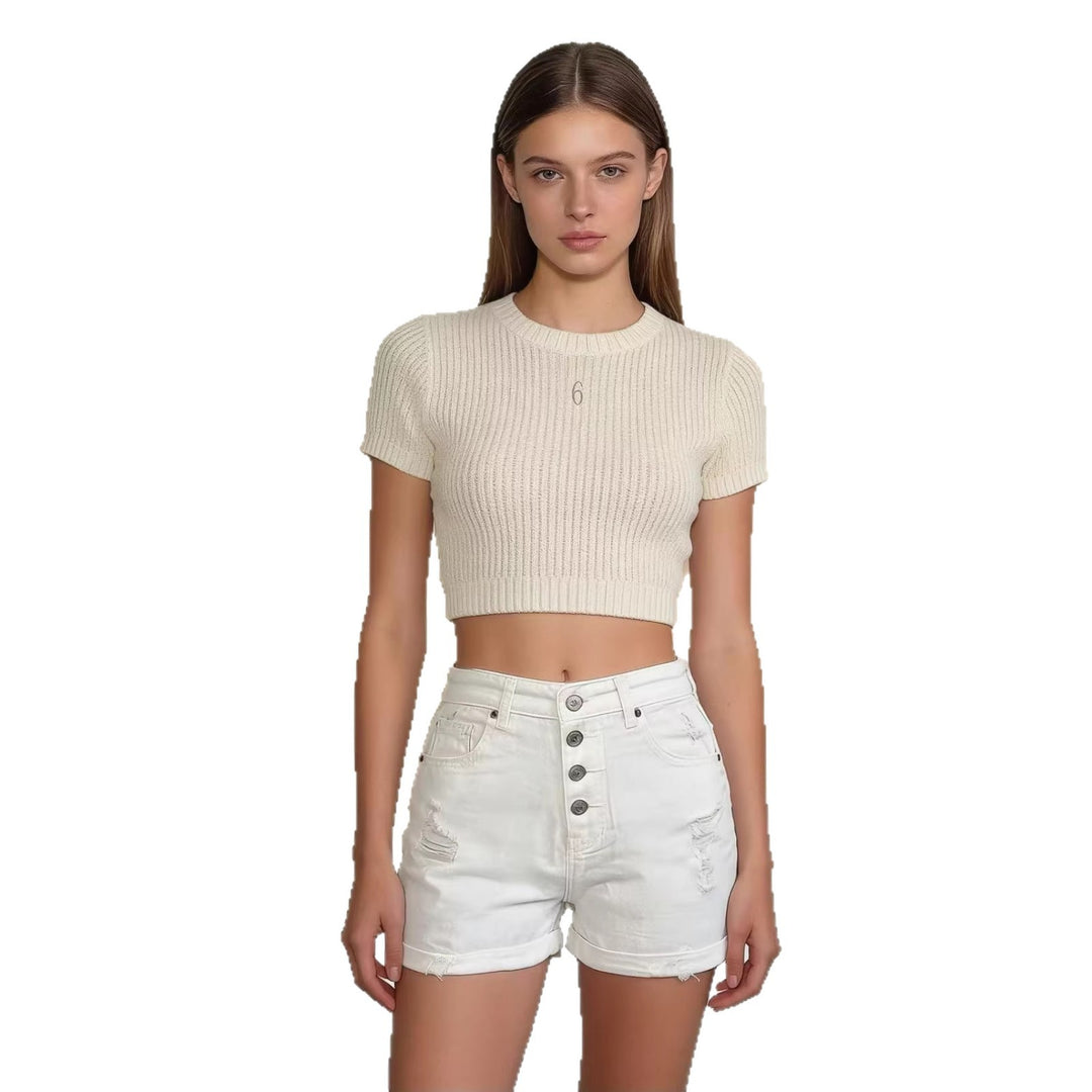 Damen cropped Denim-Jacke mit zwei Taschen R&B