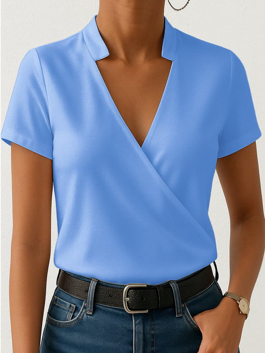 Damen Elegantes Wickeloberteil mit modischem Stehkragen R&B