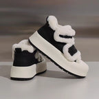 Damen Plüschgefütterte Sneaker mit breitem Klettverschluss und hoher Sohle R&B