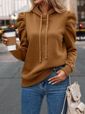 Damen lässiger Kapuzenpullover mit Puffärmeln R&B