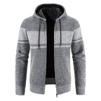 Herren Strickjacke mit Kapuze und warmem Fleece-Innenfutter