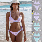 Damen Triangel-Bikini mit verspielten Rüschendetails und floralem Druck R&B