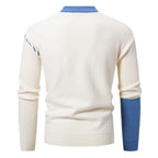 Herren modischer Strickpullover mit kreativen Zopf- und Farbblockdesign R&B