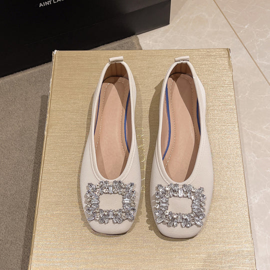 Damen modische Ballerinas mit glamourösem Schmuckdetail R&B