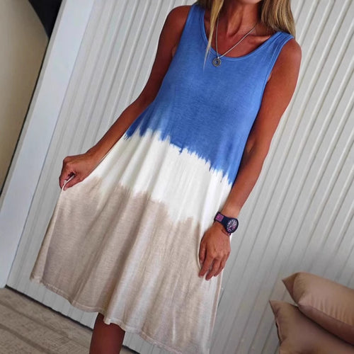 Damen nan ärmelloses Swingkleid aus softem Jersey mit fließendem Farbübergang und ausgestellter Silhouette R&B