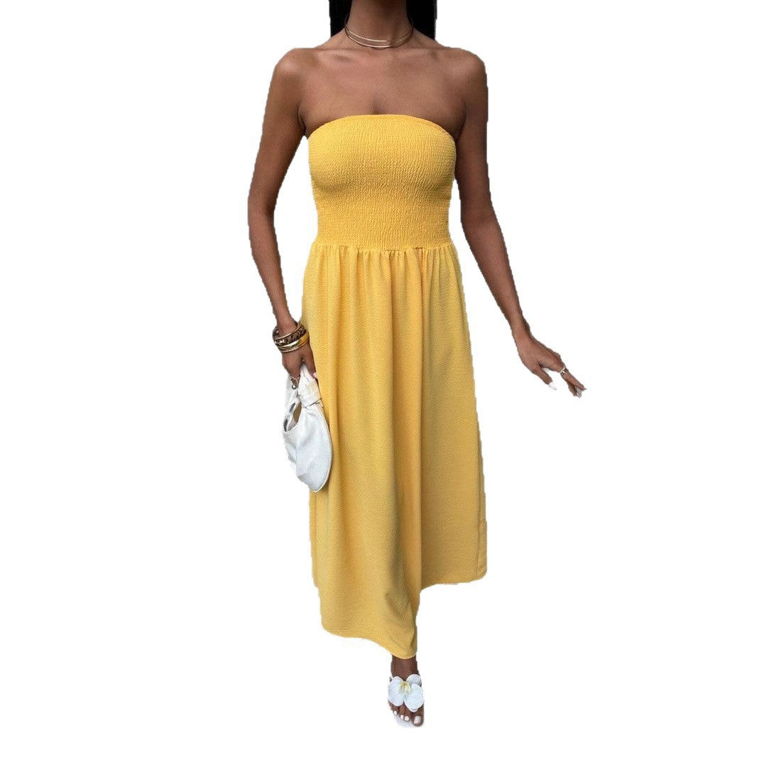 Damen Maxikleid mit elegantem Oberteil und fließendem Rock R&B