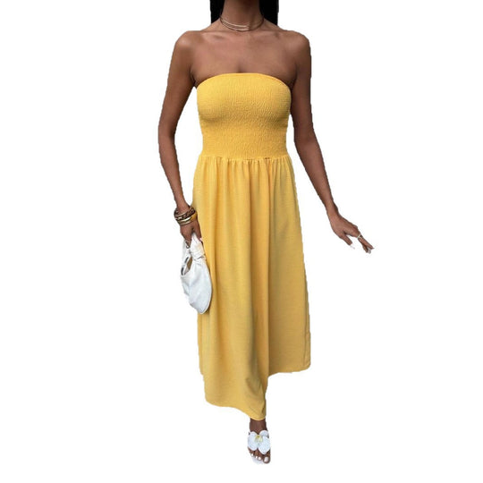 Damen Maxikleid mit elegantem Oberteil und fließendem Rock R&B