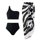 Damen Bikini-Set mit elegantem asymmetrischen Oberteil und hohem Taillenslip R&B