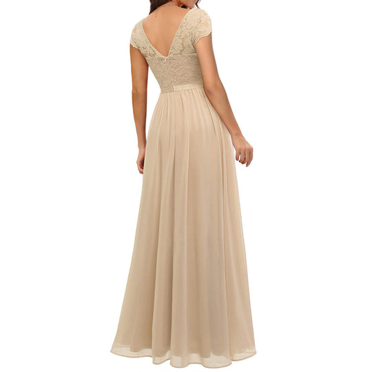 Damen Elegantes Spitzenkleid mit V-Ausschnitt R&B
