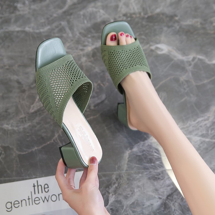 Damen Mules mit atmungsaktivem Netzdesign und bequemer Blockabsatzsohle R&B