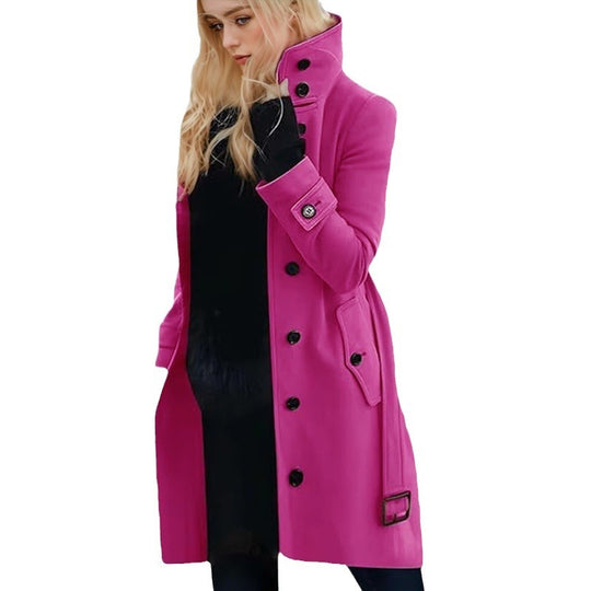 Damen eleganter Trenchcoat mit hohem Kragen R&B