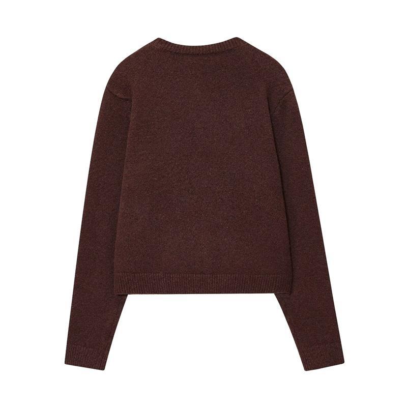 Damen kuschelige Strickjacke mit klassischen Knöpfen und Rundhalsausschnitt R&B