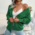 Damen Grobstrick Cardigan mit weit geschnittenen Ärmeln und offenem V-Ausschnitt R&B