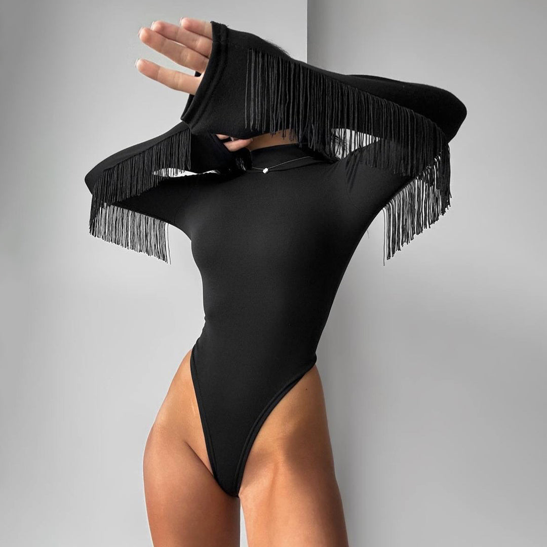 Damen Body mit tiefem V-Ausschnitt und raffinierten Spitzenakzenten R&B