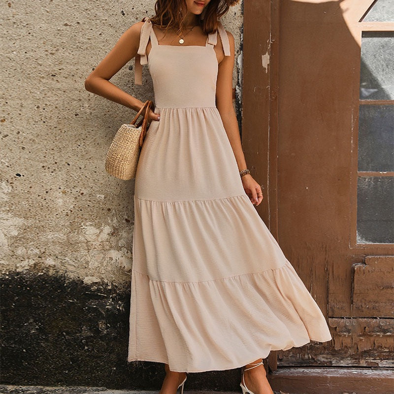 Damen Maxikleid mit verstellbaren Spaghettiträgern R&B