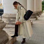 Damen Modischer Trenchcoat mit breitem Gürtel und weiten Ärmeln R&B