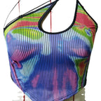 Damen Sportliches Crop-Top mit kreativem Farbdesign R&B